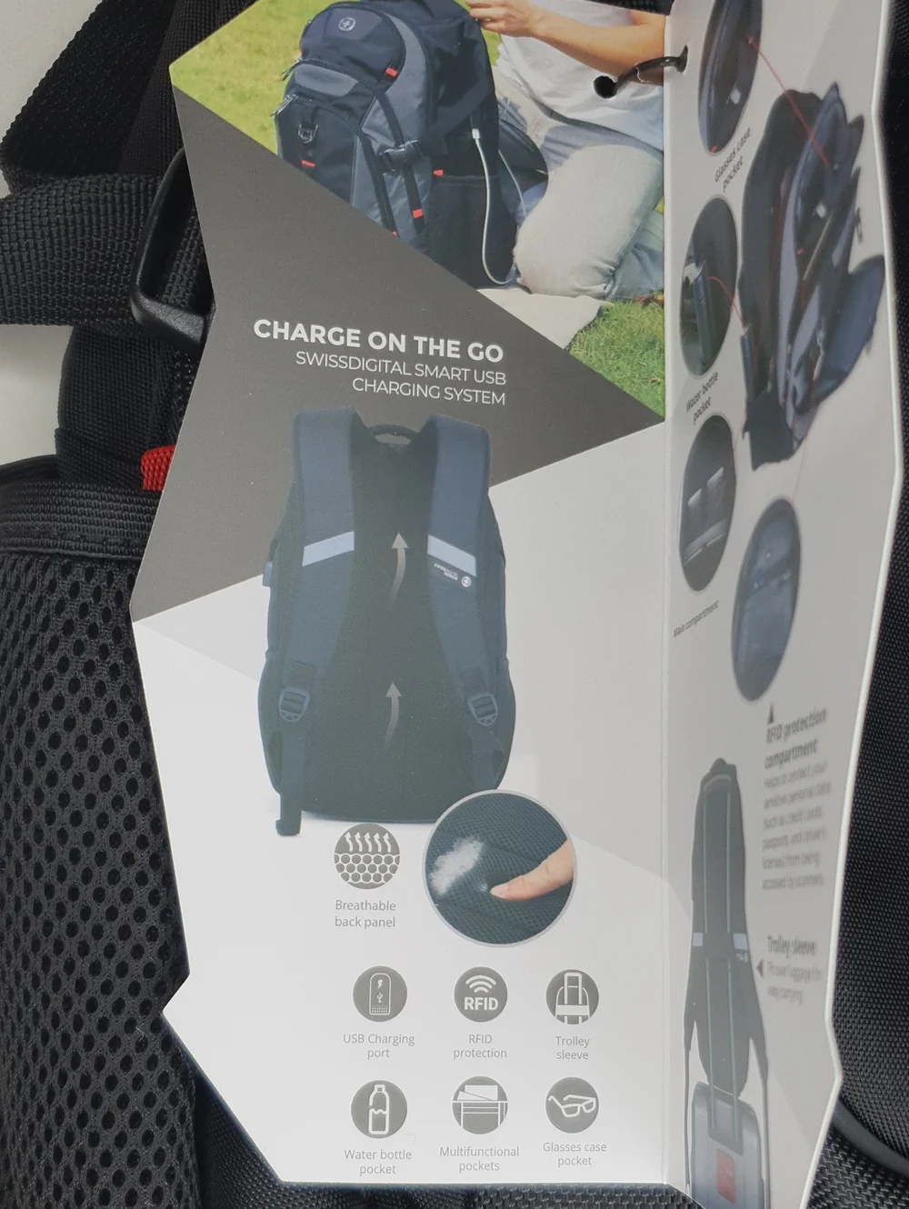 Swissdigital Design Laptop Backpack with USB Charging Port Travel Backpack NWT